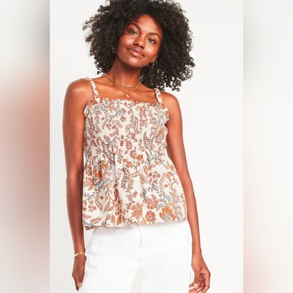 Old Navy Floral Camisole in Cream and Orange